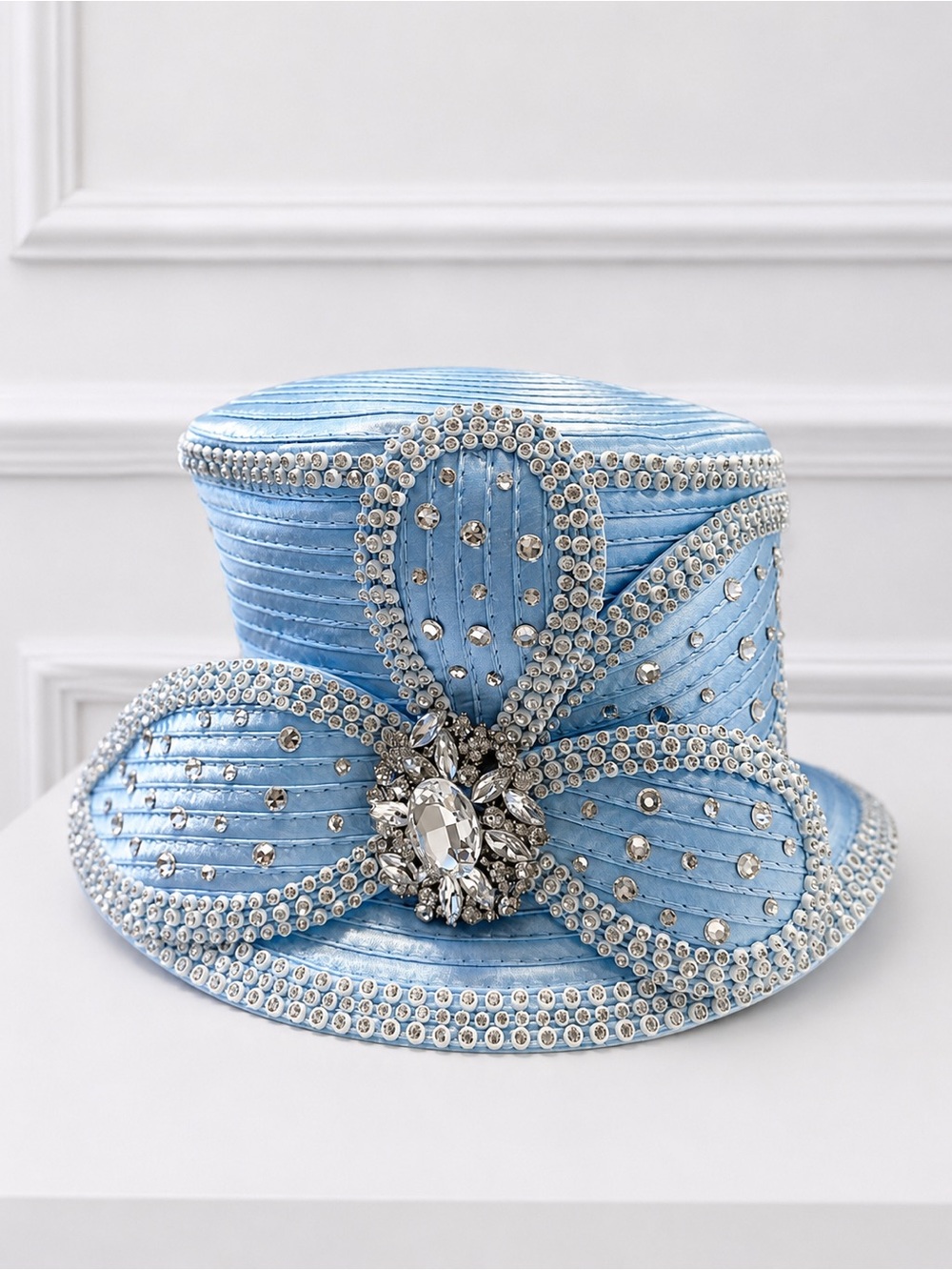 Blue Rhinestone Church Derby Hat Giovanna Collection Women’s Dress Hat